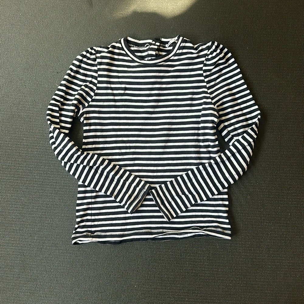 Zara stripped top with shoulder detail Navy and white